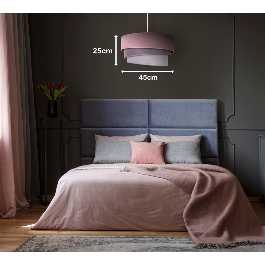 Duolla - Chandelier on a string TRIO 1xE27/15W/230V d. 45 cm pink/grey/white