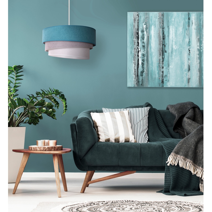 Duolla - Chandelier on a string TRIO 1xE27/15W/230V d. 45 cm turquoise/grey/white