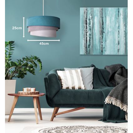 Duolla - Chandelier on a string TRIO 1xE27/15W/230V d. 45 cm turquoise/grey/white
