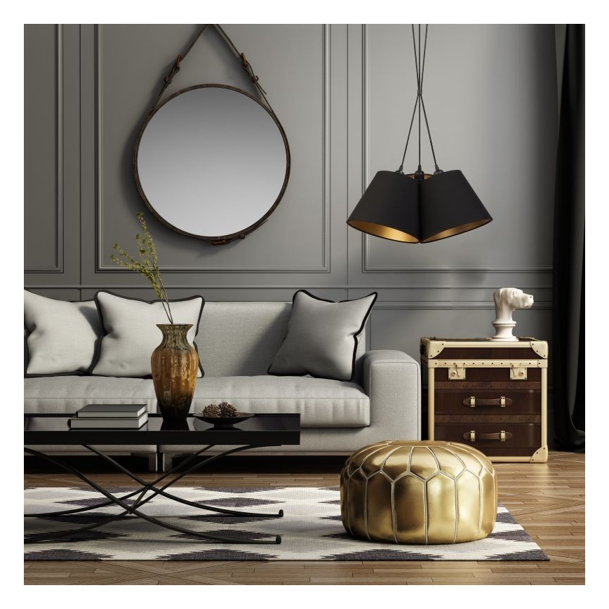 Duolla - Chandelier on a string TWIGGY 3xE27/40W/230V d. 45 cm black