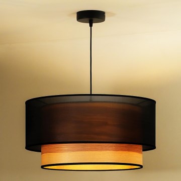 Duolla - Chandelier on a string WOOD BOHO 1xE27/15W/230V d. 45 cm black/beige