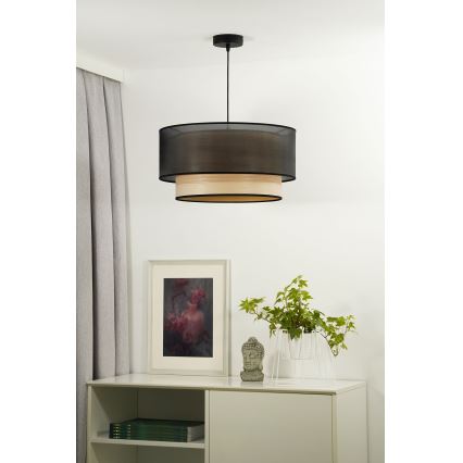 Duolla - Chandelier on a string WOOD BOHO 1xE27/15W/230V d. 45 cm black/beige