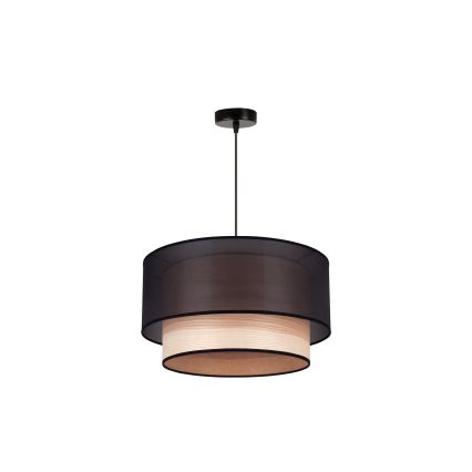 Duolla - Chandelier on a string WOOD BOHO 1xE27/15W/230V d. 45 cm black/beige
