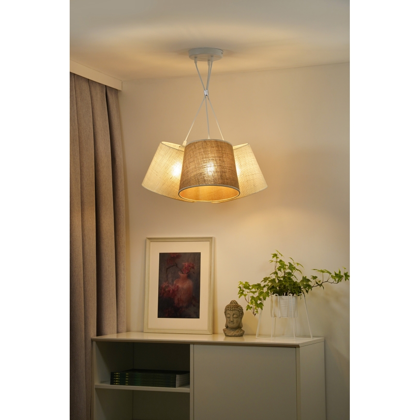 Duolla - Chandelier on a string YUTE ROSSA 3xE27/15W/230V grey/brown