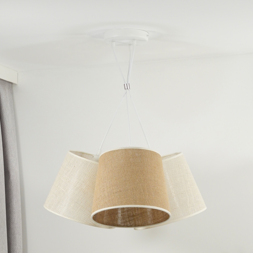 Duolla - Chandelier on a string YUTE ROSSA 3xE27/15W/230V grey/brown