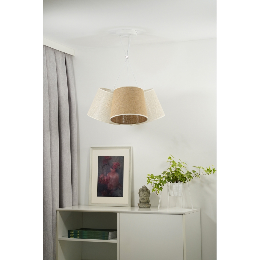 Duolla - Chandelier on a string YUTE ROSSA 3xE27/15W/230V grey/brown
