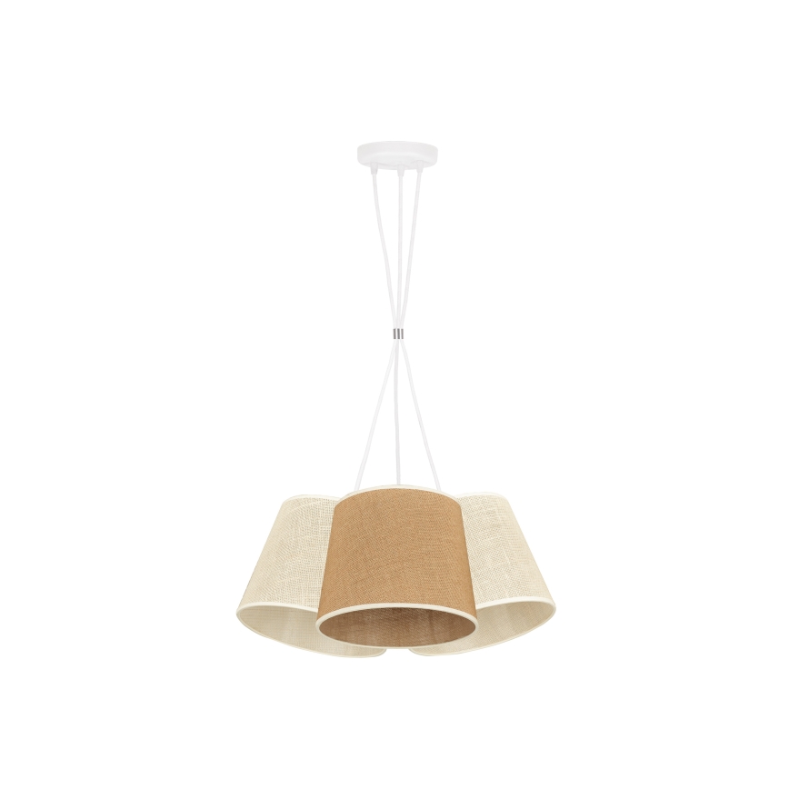 Duolla - Chandelier on a string YUTE ROSSA 3xE27/15W/230V grey/brown