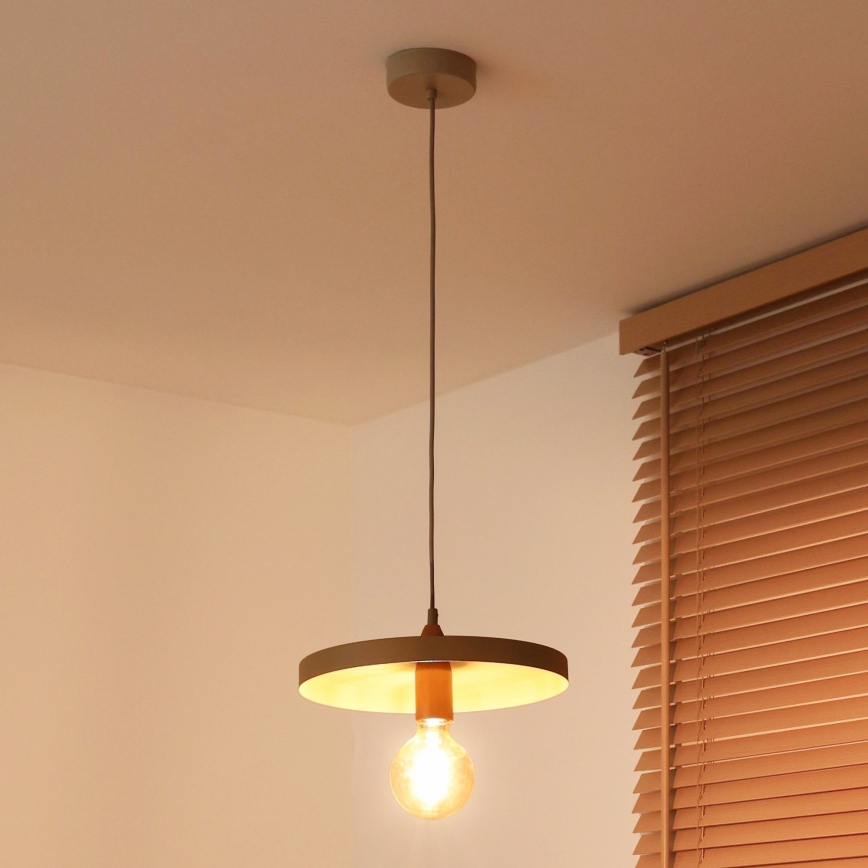 Duolla - IRONLINE Cable Pendant Lamp 1xE27/15W/230V Ø 30 cm beige/copper