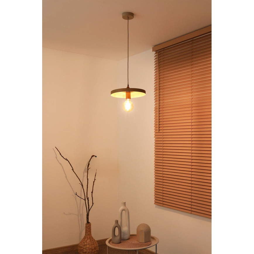 Duolla - IRONLINE Cable Pendant Lamp 1xE27/15W/230V Ø 30 cm beige/copper