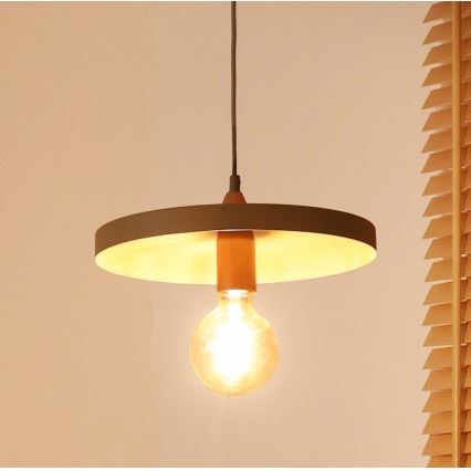 Duolla - IRONLINE Cable Pendant Lamp 1xE27/15W/230V Ø 30 cm beige/copper