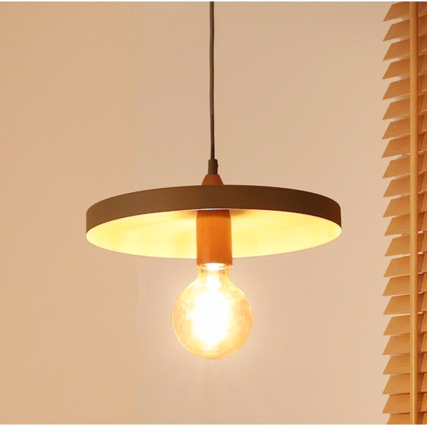 Duolla - IRONLINE Cable Pendant Lamp 1xE27/15W/230V Ø 30 cm beige/copper
