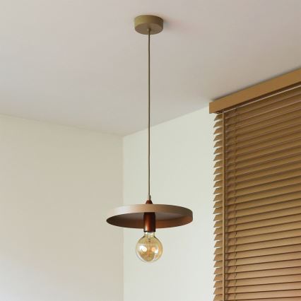 Duolla - IRONLINE Cable Pendant Lamp 1xE27/15W/230V Ø 30 cm beige/copper