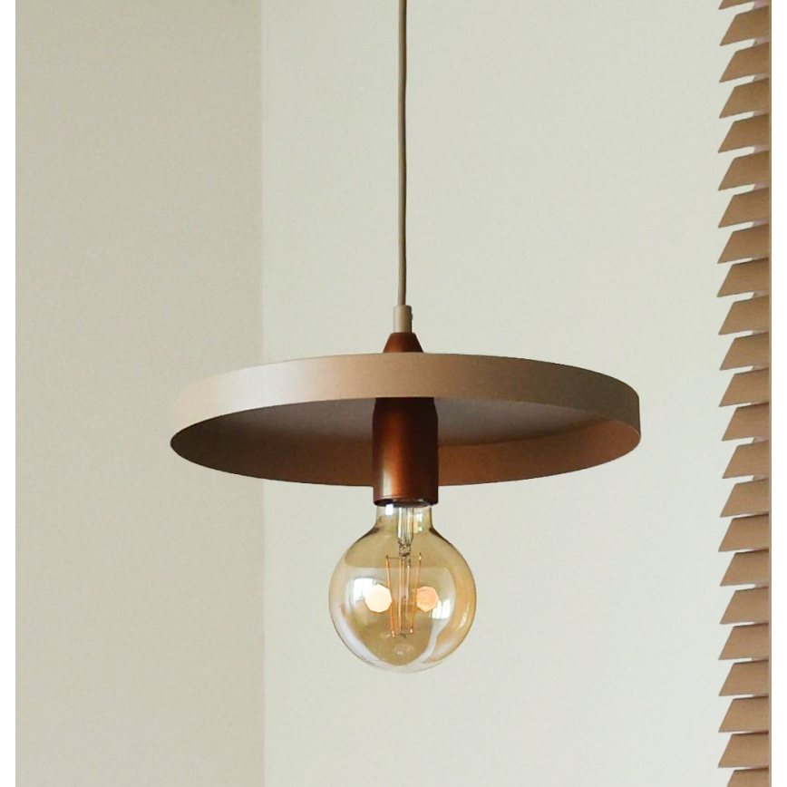 Duolla - IRONLINE Cable Pendant Lamp 1xE27/15W/230V Ø 30 cm beige/copper