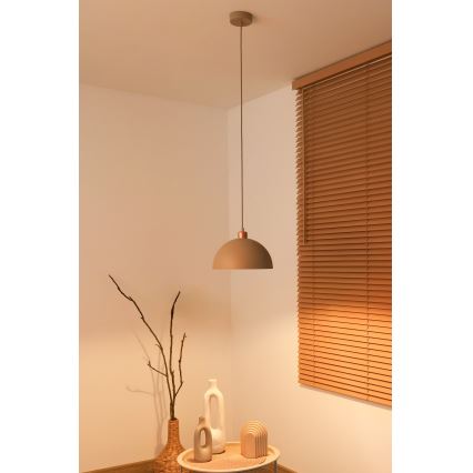 Duolla - IRONLINE Cable Pendant Light 1xE27/15W/230V, dia. 27 cm, beige/copper