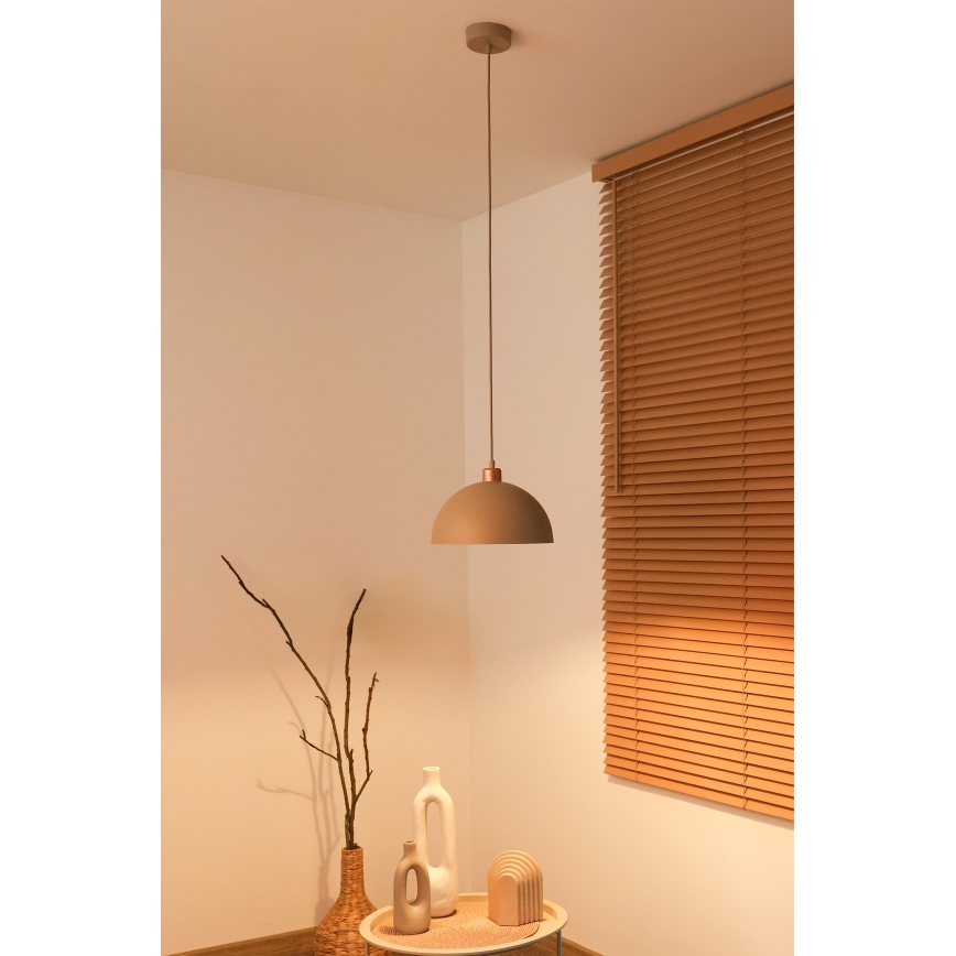 Duolla - IRONLINE Cable Pendant Light 1xE27/15W/230V, dia. 27 cm, beige/copper