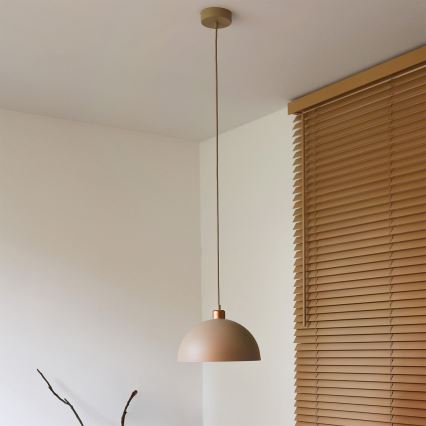 Duolla - IRONLINE Cable Pendant Light 1xE27/15W/230V, dia. 27 cm, beige/copper