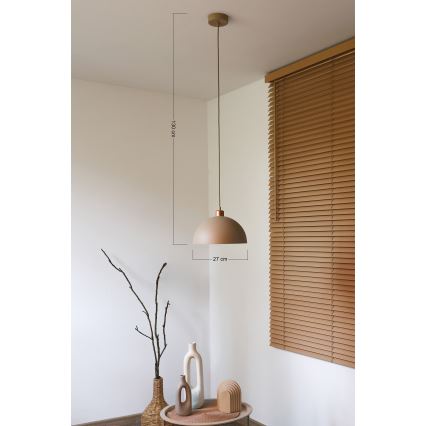 Duolla - IRONLINE Cable Pendant Light 1xE27/15W/230V, dia. 27 cm, beige/copper