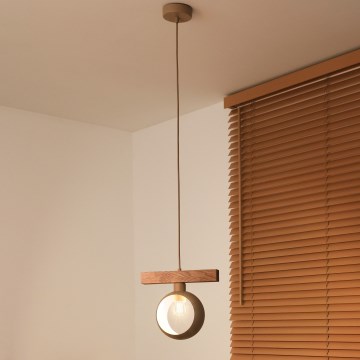 Duolla - IRONLINE Cable Pendant Light 1xE27/15W/230V Pine Oak/Beige