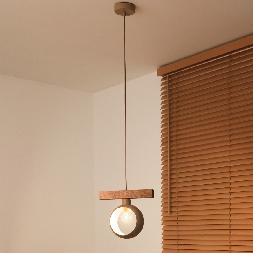 Duolla - IRONLINE Cable Pendant Light 1xE27/15W/230V Pine Oak/Beige