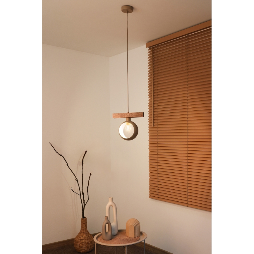 Duolla - IRONLINE Cable Pendant Light 1xE27/15W/230V Pine Oak/Beige