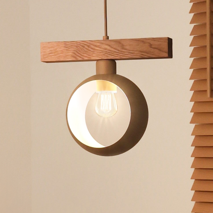 Duolla - IRONLINE Cable Pendant Light 1xE27/15W/230V Pine Oak/Beige