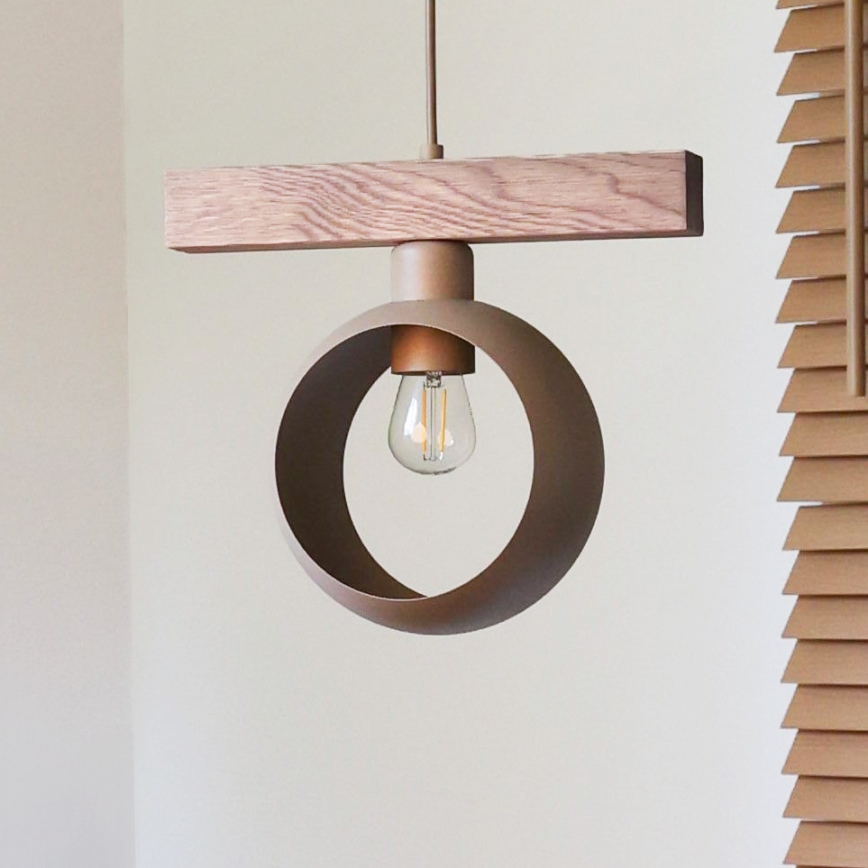Duolla - IRONLINE Cable Pendant Light 1xE27/15W/230V Pine Oak/Beige