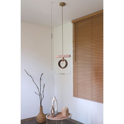 Duolla - IRONLINE Cable Pendant Light 1xE27/15W/230V Pine Oak/Beige