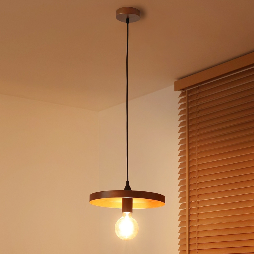 Duolla - IRONLINE Cable Pendant Light 1xE27/15W/230V Ø 30 cm Copper/Black