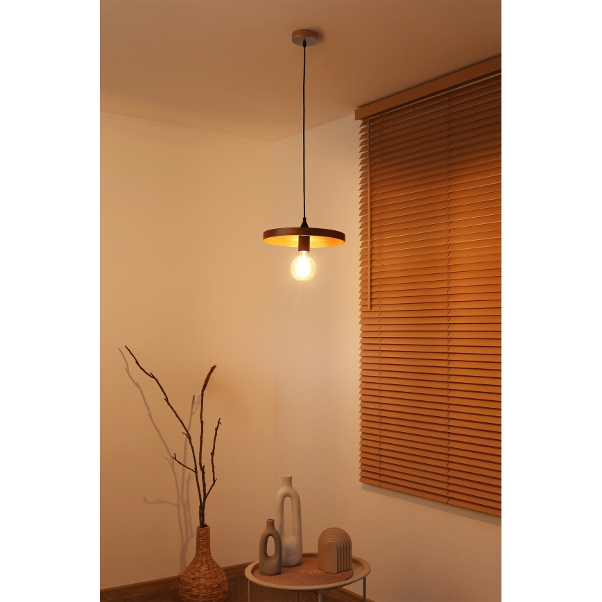Duolla - IRONLINE Cable Pendant Light 1xE27/15W/230V Ø 30 cm Copper/Black