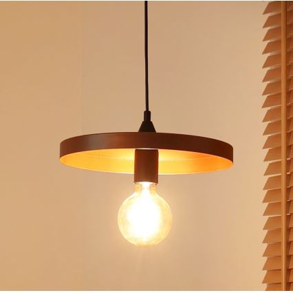 Duolla - IRONLINE Cable Pendant Light 1xE27/15W/230V Ø 30 cm Copper/Black