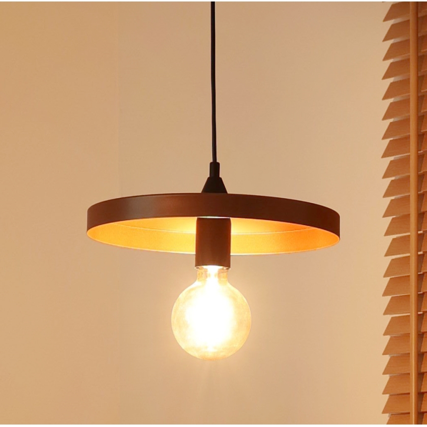 Duolla - IRONLINE Cable Pendant Light 1xE27/15W/230V Ø 30 cm Copper/Black