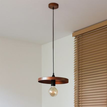 Duolla - IRONLINE Cable Pendant Light 1xE27/15W/230V Ø 30 cm Copper/Black