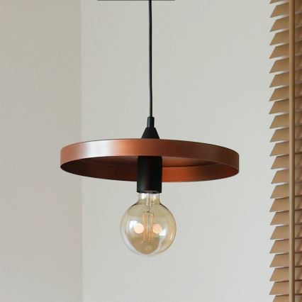 Duolla - IRONLINE Cable Pendant Light 1xE27/15W/230V Ø 30 cm Copper/Black