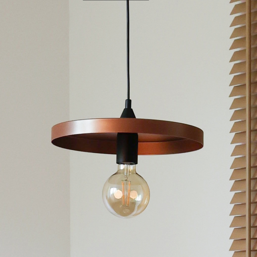 Duolla - IRONLINE Cable Pendant Light 1xE27/15W/230V Ø 30 cm Copper/Black
