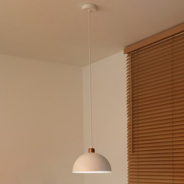 Duolla - IRONLINE cable-suspended pendant light 1×E27/15W/230V, Ø 27 cm, White/Copper