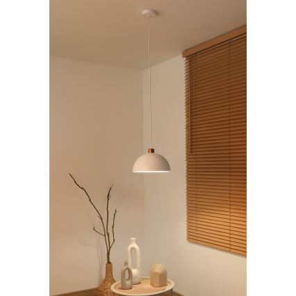 Duolla - IRONLINE cable-suspended pendant light 1×E27/15W/230V, Ø 27 cm, White/Copper