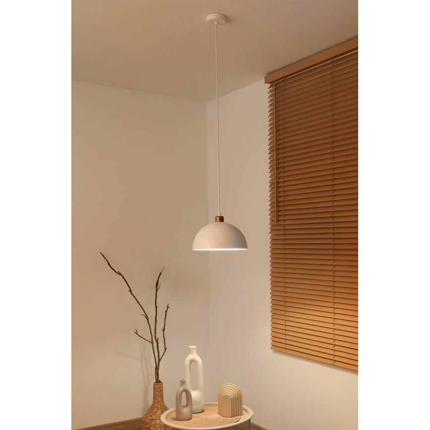 Duolla - IRONLINE cable-suspended pendant light 1×E27/15W/230V, Ø 27 cm, White/Copper