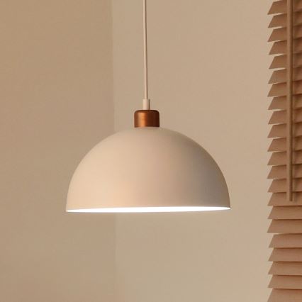 Duolla - IRONLINE cable-suspended pendant light 1×E27/15W/230V, Ø 27 cm, White/Copper