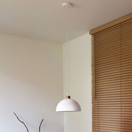 Duolla - IRONLINE cable-suspended pendant light 1×E27/15W/230V, Ø 27 cm, White/Copper