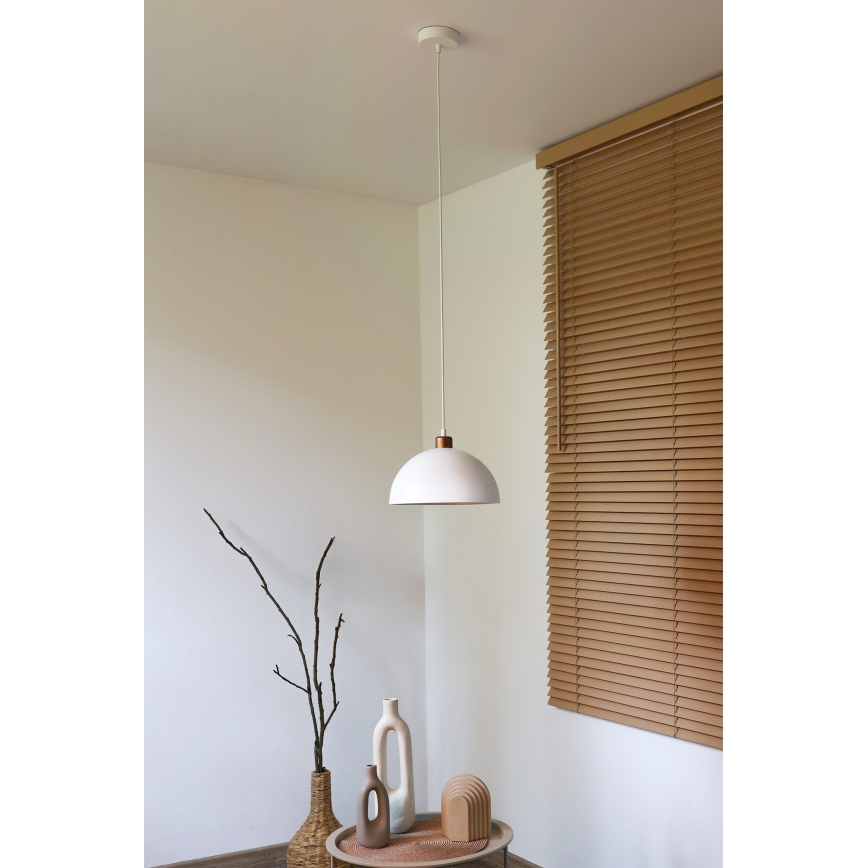 Duolla - IRONLINE cable-suspended pendant light 1×E27/15W/230V, Ø 27 cm, White/Copper