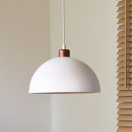 Duolla - IRONLINE cable-suspended pendant light 1×E27/15W/230V, Ø 27 cm, White/Copper