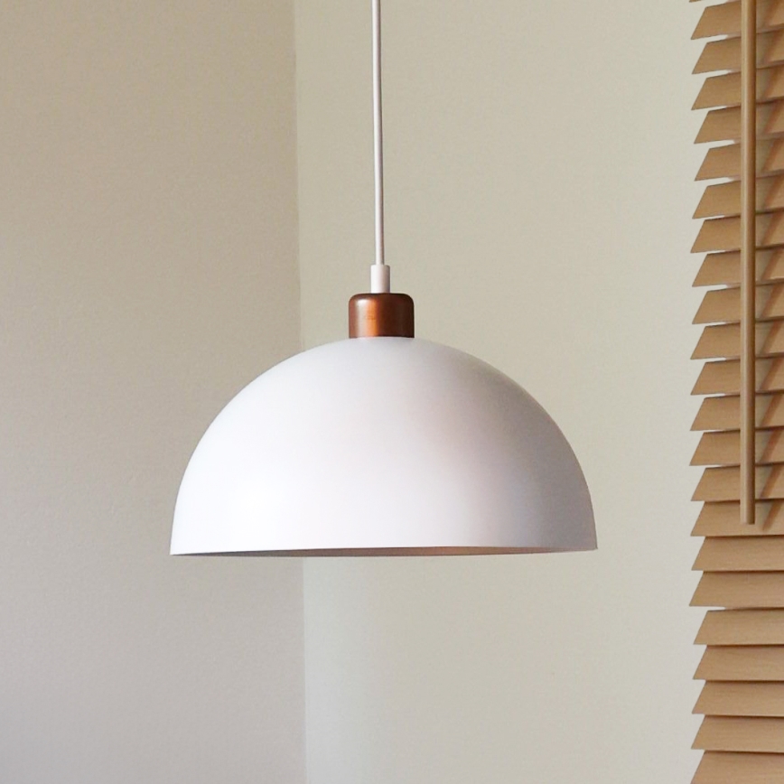 Duolla - IRONLINE cable-suspended pendant light 1×E27/15W/230V, Ø 27 cm, White/Copper
