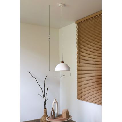 Duolla - IRONLINE cable-suspended pendant light 1×E27/15W/230V, Ø 27 cm, White/Copper