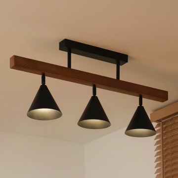 Duolla - IRONLINE Flush-Mounted Chandelier 3xG9/3W/230V Pine Oak/Black