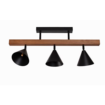Duolla - IRONLINE Flush-Mounted Chandelier 3xG9/3W/230V Pine Oak/Black
