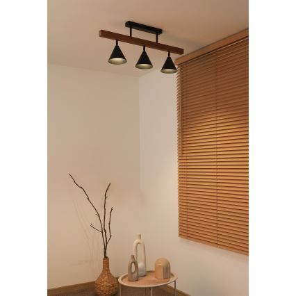 Duolla - IRONLINE Flush-Mounted Chandelier 3xG9/3W/230V Pine Oak/Black