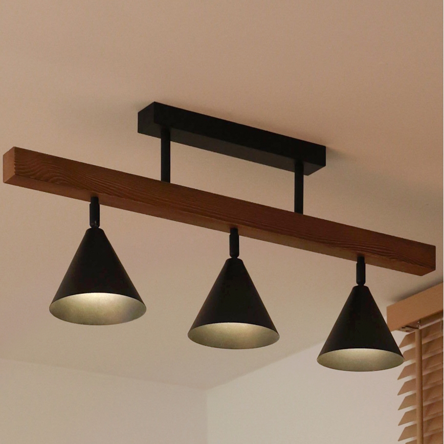 Duolla - IRONLINE Flush-Mounted Chandelier 3xG9/3W/230V Pine Oak/Black