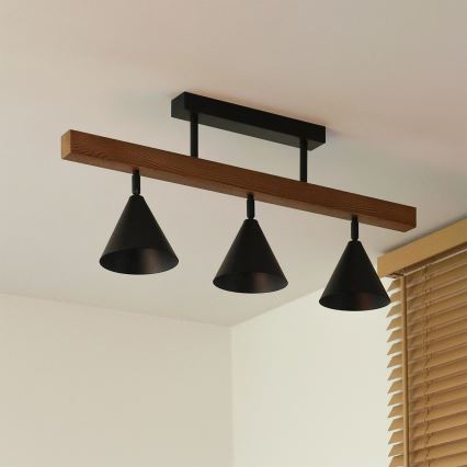 Duolla - IRONLINE Flush-Mounted Chandelier 3xG9/3W/230V Pine Oak/Black