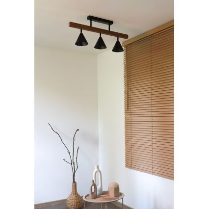 Duolla - IRONLINE Flush-Mounted Chandelier 3xG9/3W/230V Pine Oak/Black