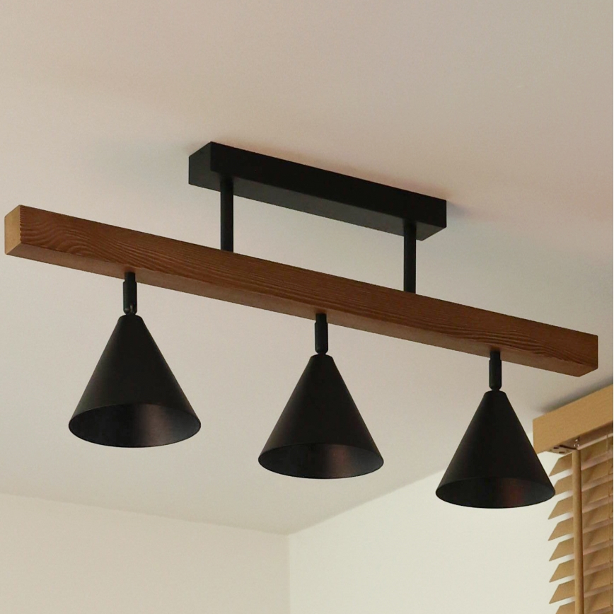 Duolla - IRONLINE Flush-Mounted Chandelier 3xG9/3W/230V Pine Oak/Black